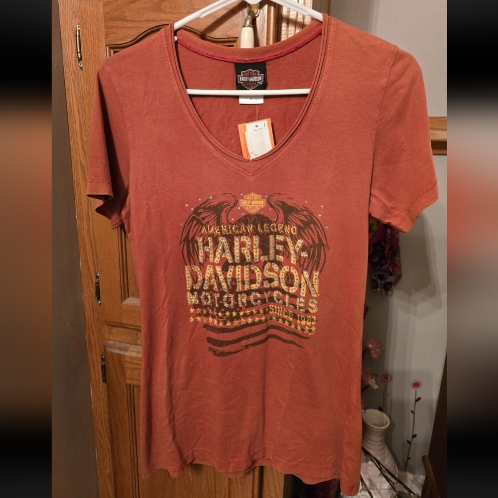 Harley-Davidson Women's Small Burnt Orange Graphic Tee